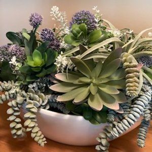 Succulent Floral Arrangement in Ceramic Vase